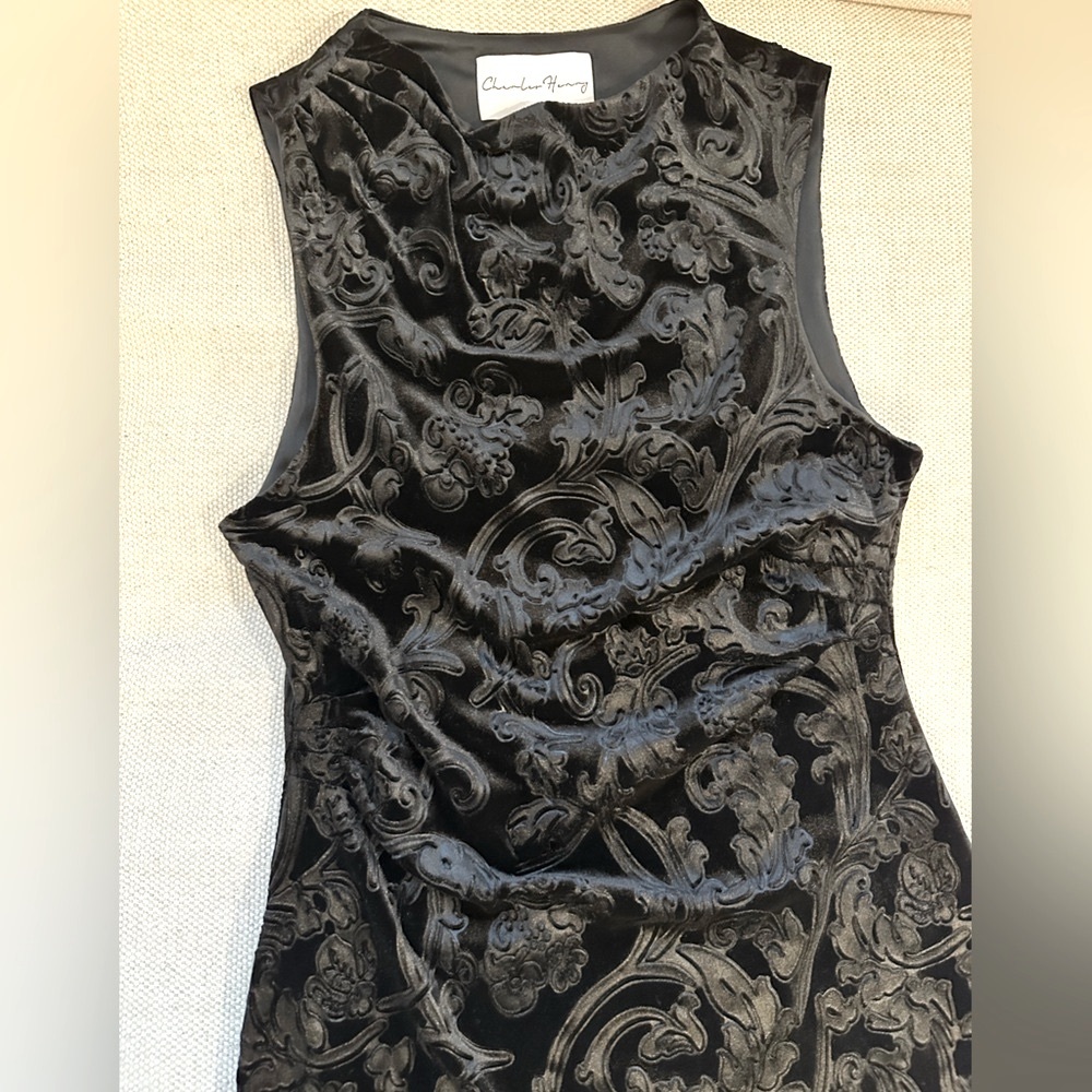 Charles Henry Asymmetrical Velvet Black Dress Fully Lined size L